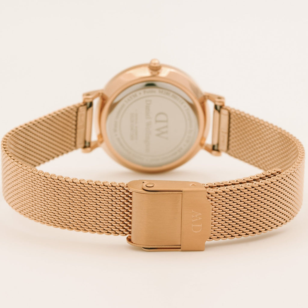 Daniel Wellington Petite Amber Brown Dial Gold Mesh Strap Watch For Women - DW00100476