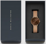 Daniel Wellington Petite Melrose Brown Dial Rose Gold Mesh Strap Watch For Women - DW00100477