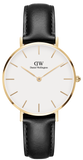 Daniel Wellington Classic Petite Sheffield DW00100230 Women's Watch – White Dial with Black Leather Strap