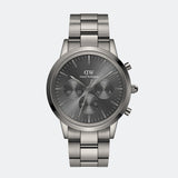 Daniel Wellington Iconic Link Chronograph Grey Dial Grey Steel Strap Watch for Men - DW00100643