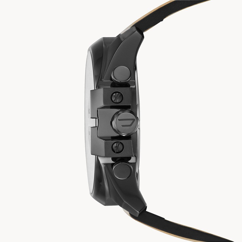 Diesel Mega Chief Chronograph White Dial Brown Leather Strap Watch For Men - DZ4280