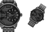 Diesel Mini Daddy Dual Time Black Dial Black Stainless Steel Strap Watch For Men - DZ7316