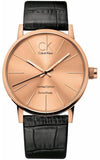 Calvin Klein K7621501 Post Minimal Men's Watch – Gold Dial & Black Leather Strap