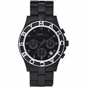 Marc Jacobs Blade Chronograph Black Dial Black Steel Strap Watch for Women - MBM3083
