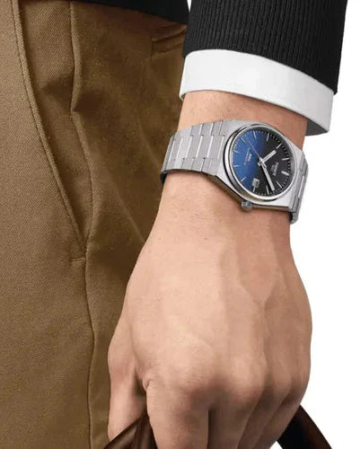 Tissot T137.407.11.051.01 Powermatic 80 Men's Watch – Gradient Blue Dial & Silver Steel Strap