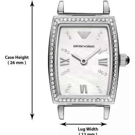 Emporio Armani Gianni T-Bar Quartz White Dial Silver Steel Strap Watch For Women - AR11405