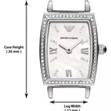 Emporio Armani Gianni T-Bar Quartz White Dial Silver Steel Strap Watch For Women - AR11405