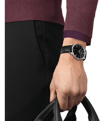 Tissot T Classic Bridgeport Black Dial Black Leather Strap Watch For Men - T097.410.16.058.00