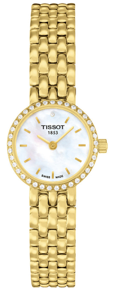 Tissot T-Lady Lovely Mother of Pearl Dial Gold Steel Strap Watch For Women - T058.009.63.116.00