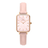 Daniel Wellington Quadro Pressed Mother of Pearl Pink Dial Pink Leather Strap Watch For Women - DW00100508