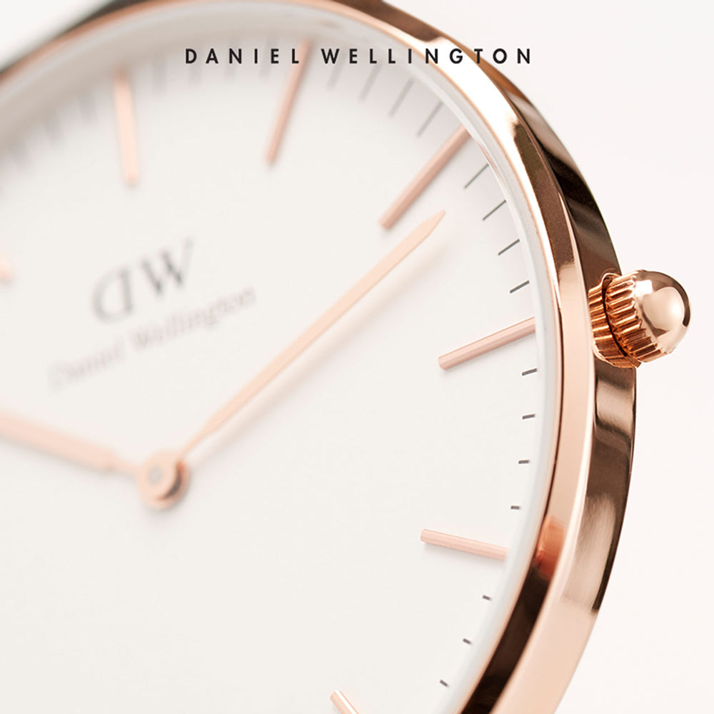 Daniel Wellington Classic Sheffield White Dial Black Leather Strap Watch for Women - DW00100036