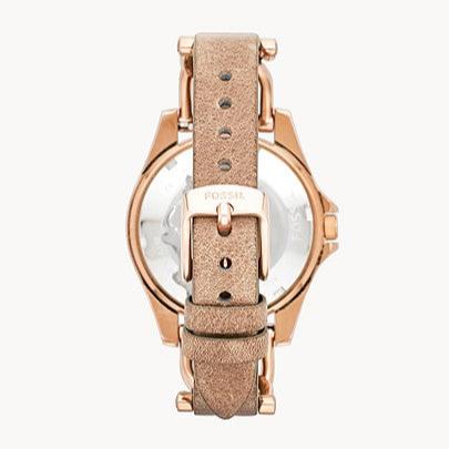 Fossil Riley White Dial Sand Leather Strap Watch for Women - ES3466