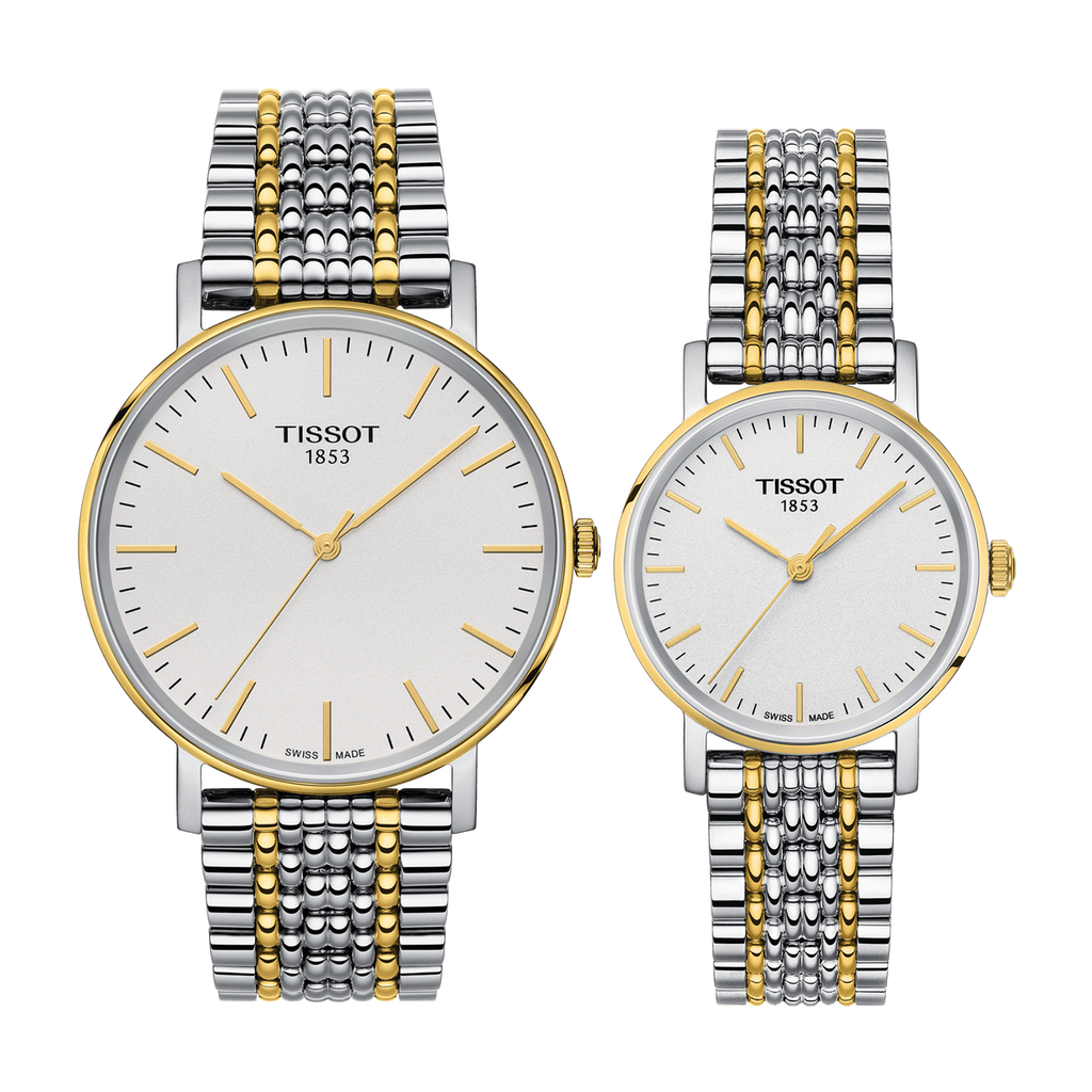 Tissot T Classic Everytime Small White Dial Two Tone Mesh Bracelet Watch For Women - T109.210.22.031.00