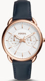 Fossil ES4260 Tailor Women's Watch – White Dial & Blue Leather Strap