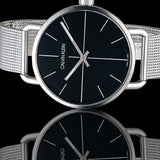Calvin Klein Even Black Dial Silver Mesh Bracelet Watch for Women - K7B23121