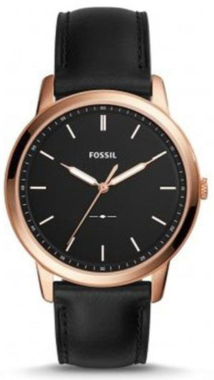 Fossil The Minimalist Black Dial Black Leather Strap Watch for Men - FS5376