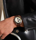 Fossil FS6042 Sport Tourer Men’s Chronograph Watch – White Dial with Brown Leather Strap