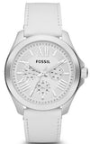 Fossil AM4484 Cecile Women's Watch – White Dial & White Leather Strap