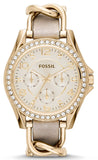 Fossil ES3465 Riley Women's Watch – White Dial & Beige Leather Strap