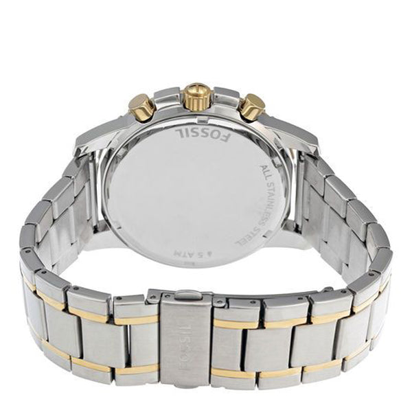 Fossil Dean Chronograph White Dial Silver Steel Strap Watch for Men - FS4795