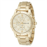 Fossil Dean Chronograph Champagne Dial Gold Steel Strap Watch for Men - FS4867