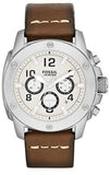 Fossil FS4929 Modern Machine Men's Watch – White Dial & Brown Leather Strap