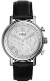 Fossil FS5102 Buchanan Chronograph Men's Watch – Silver Dial & Black Leather Strap