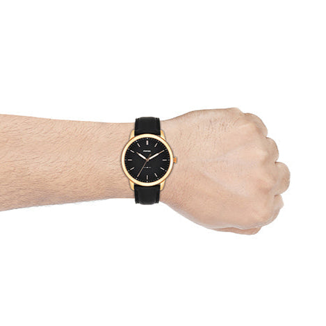 Fossil The Minimalist Black Dial Black Leather Strap Watch for Men - FS5376