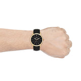 Fossil The Minimalist Black Dial Black Leather Strap Watch for Men - FS5376