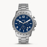 Fossil Bowman Chronograph Blue Dial Silver Steel Strap Watch for Men - FS5604