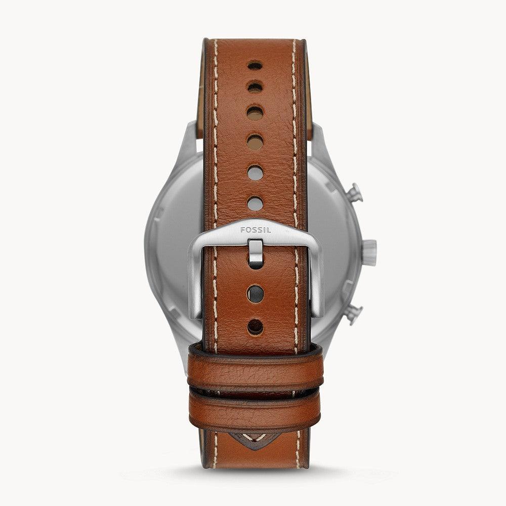 Fossil Forrester Chronograph Blue Dial Brown Leather Strap Watch for Men -  S5607