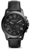 Fossil FS5132 Grant Chronograph Men's Watch – Black Dial & Black Leather Strap