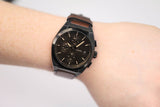 Fossil FS5798 Everett Chronograph Men's Watch – Black Dial & Brown Leather Strap