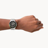 Fossil FS5864 FB-01 Chronograph Men’s Watch – Black Dial with Silver Steel Strap