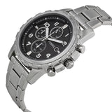 Fossil Dean Chronograph Black Dial Silver Steel Strap Watch for Men - FS4542