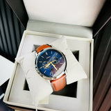 Fossil FS5903 Neutra Minimalist Moonphase Men’s Watch – Blue Dial with Brown Leather Strap