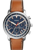 Fossil FS5414 Goodwin Chronograph Men's Watch – Blue Dial & Brown Leather Strap