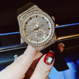 Guess Princess Crystals Gold Dial Black Silicone Strap Watch For Women - GW0439L2