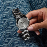 Guess Cubed Analog Silver Dial Silver Steel Strap Watch For Women - GW0606L1