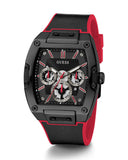 Guess Phoenix Multifunction Black Dial Black & Red Rubber Strap Watch for Men - GW0202G7