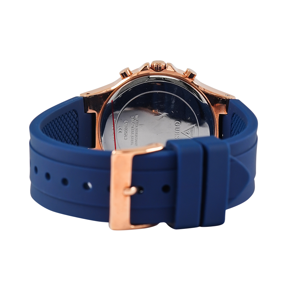 Guess Moonlight Diamonds White Dial Blue Rubber Strap Watch for Women - GW0257L3