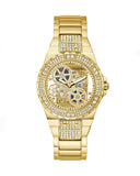 Guess Viva Diamonds Gold Dial Gold Steel Strap Watch for Women - W0111L2
