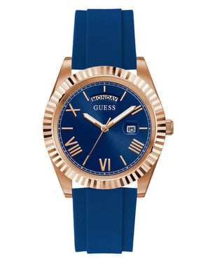 Guess Connoisseur Blue Dial Blue Silicone Strap Watch For Men - GW0335G2