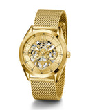 Guess Tailor Multifunction Gold Dial Gold Mesh Bracelet Watch for Men - GW0368G2