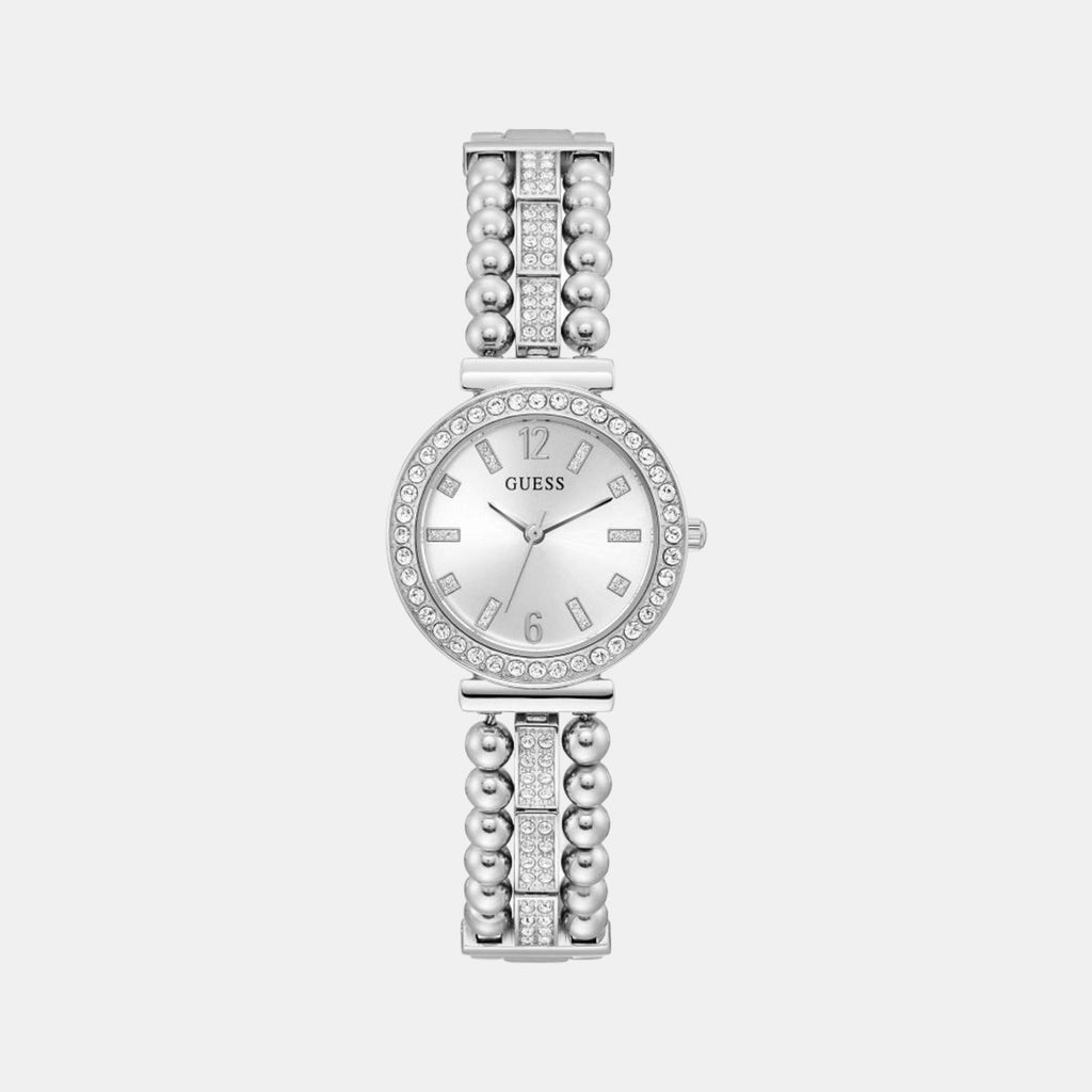 Guess Gala Diamonds Silver Dial Silver Steel Strap Watch for Women - GW0401L1