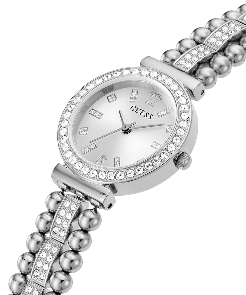 Guess Gala Diamonds Silver Dial Silver Steel Strap Watch for Women - GW0401L1