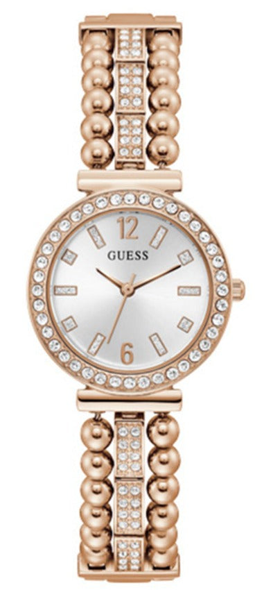 Guess Gala Diamonds Silver Dial Gold Steel Strap Watch for Women - GW0401L3