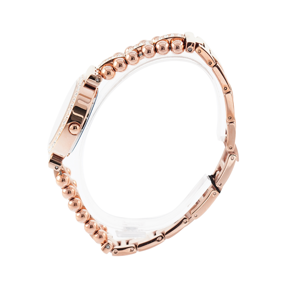 Guess Gala Diamonds Silver Dial Gold Steel Strap Watch for Women - GW0401L3