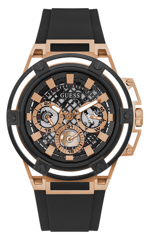 Guess Matrix Multifunction Black Dial Black Rubber Strap Watch For Men - GW0423G5