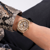 Guess GW0439L2 Princess Crystals Women’s Watch – Gold Dial & Black Silicone Strap